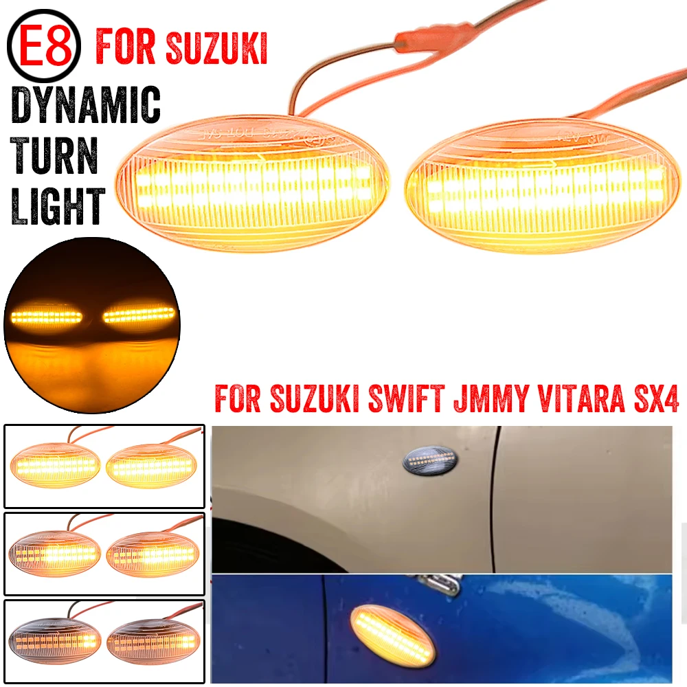 2 uds marcador lateral LED dinámico luces de señal de giro indicadorámbar repetidor luces de coche para Suzuki Swift Jimmy Vitara SX4 - imagen 4