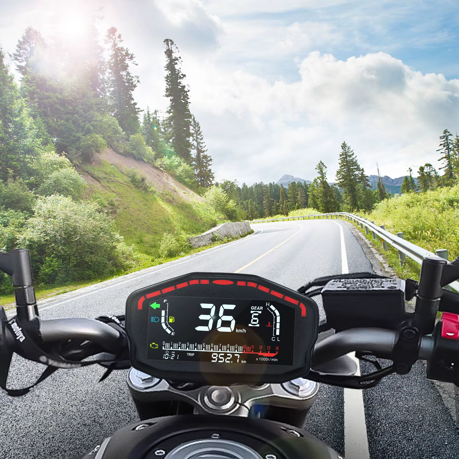 Detalle del cuadro de instrumentos universal para motocicleta