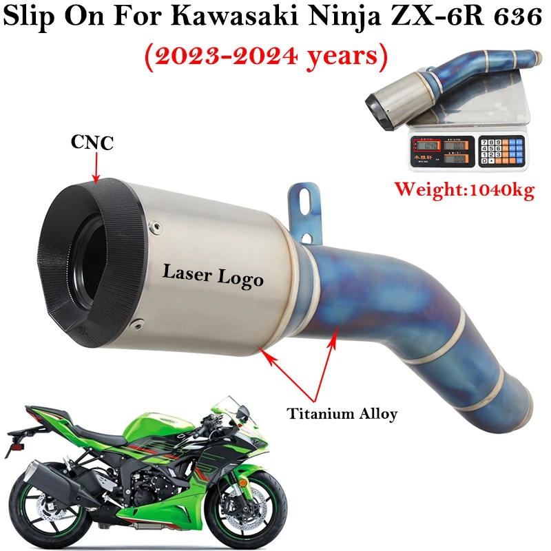 Silenciador de escape de titanio para Kawasaki ZX-6R 2023-2024