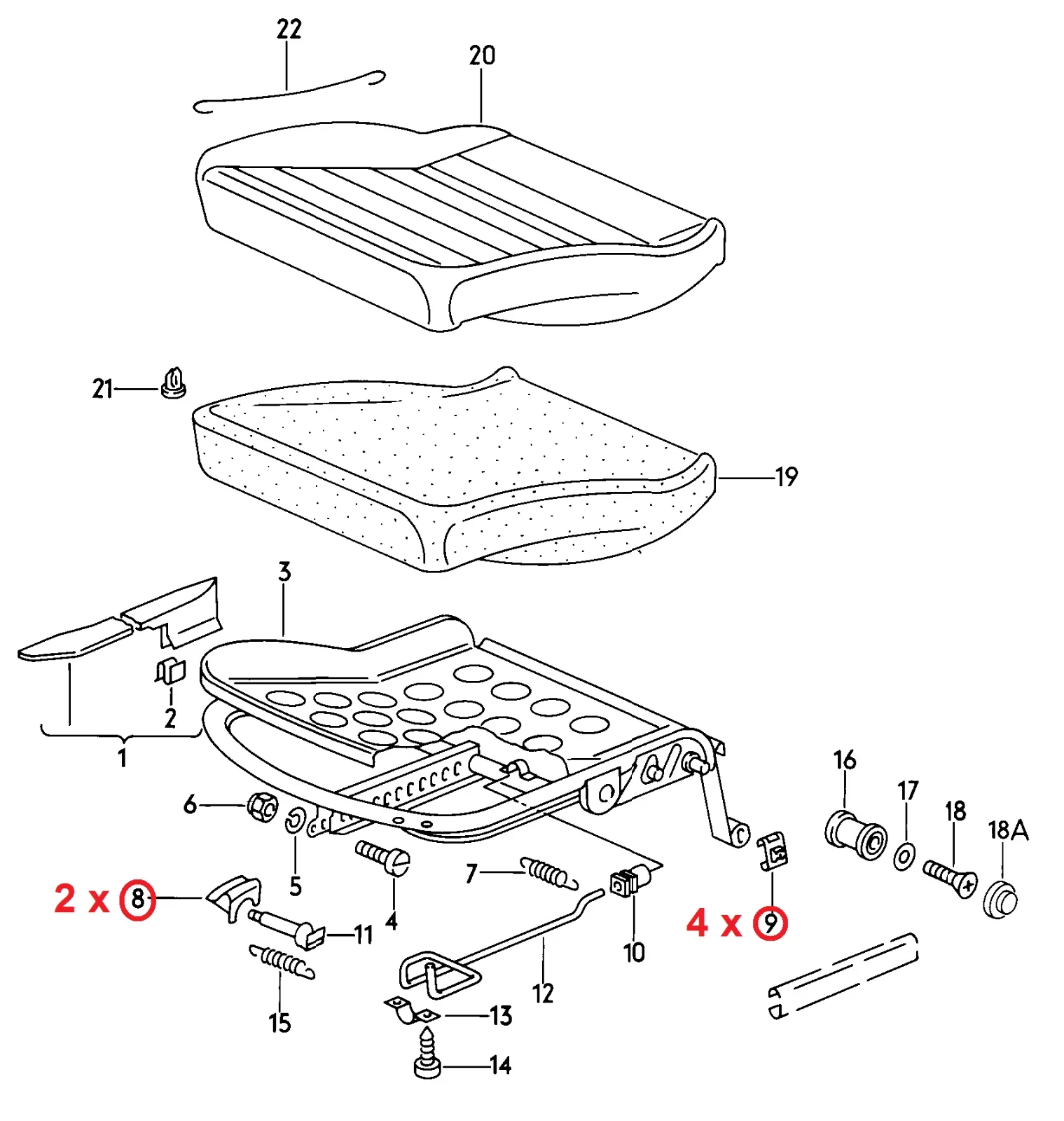 Guía deslizante de clips para corredor de riel de sujeción de asiento 435881203 A para VW GOLF Jetta MK1 MK2 MK3 CORRADO SCIROCCO Caddy piezas de repuesto - imagen 4