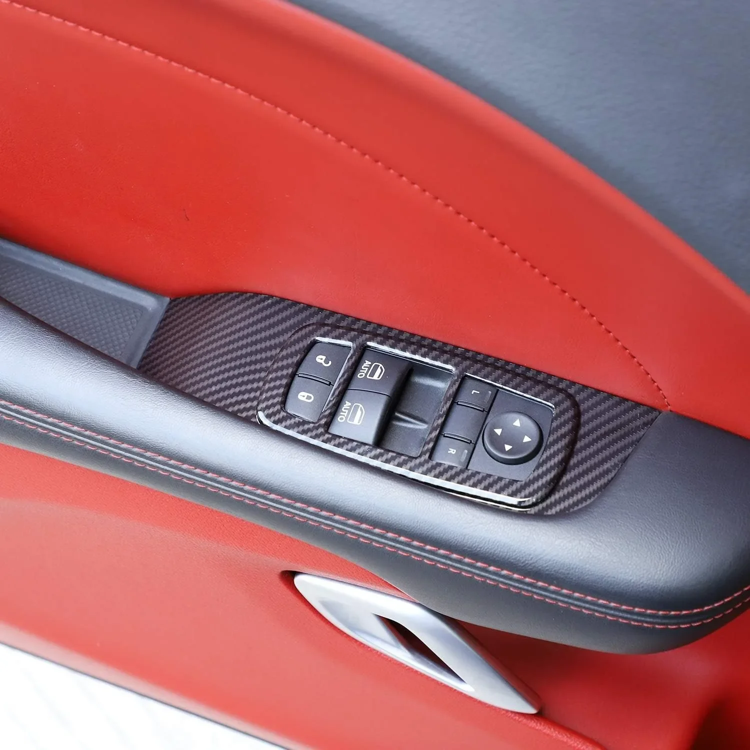 Dodge Challenger 2015-2023 embellecedor de elevación de ventana cubierta de Panel de interruptores accesorios embellecedores fibra de carbono para Dodge Challenger 2015-2023 - imagen 3