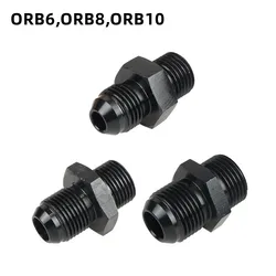 Adaptador de riel combustible macho 6AN 8AN 10AN ORB aluminio negro