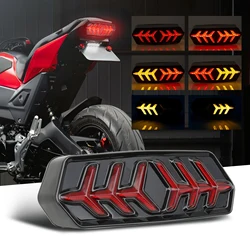 Luz trasera de freno para motocicleta, señales de giro LED, estilo hueso de pescado, luces de advertencia de estacionamiento, lámpara de freno, luces de conducción, 1 Uds.