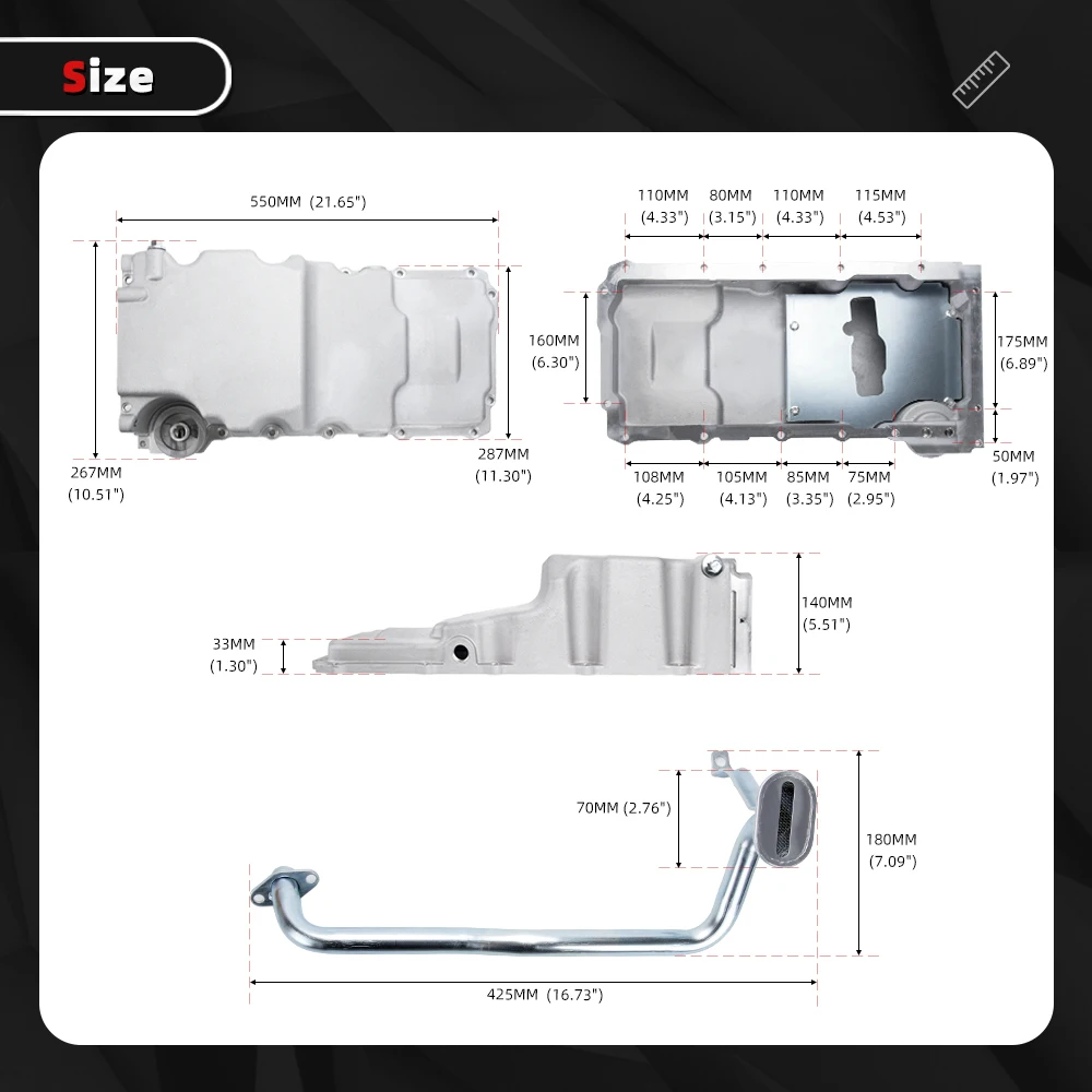 Cárter aceite 302-3 LS aluminio para motores GM LS1 LS2 LS3 - imagen 2