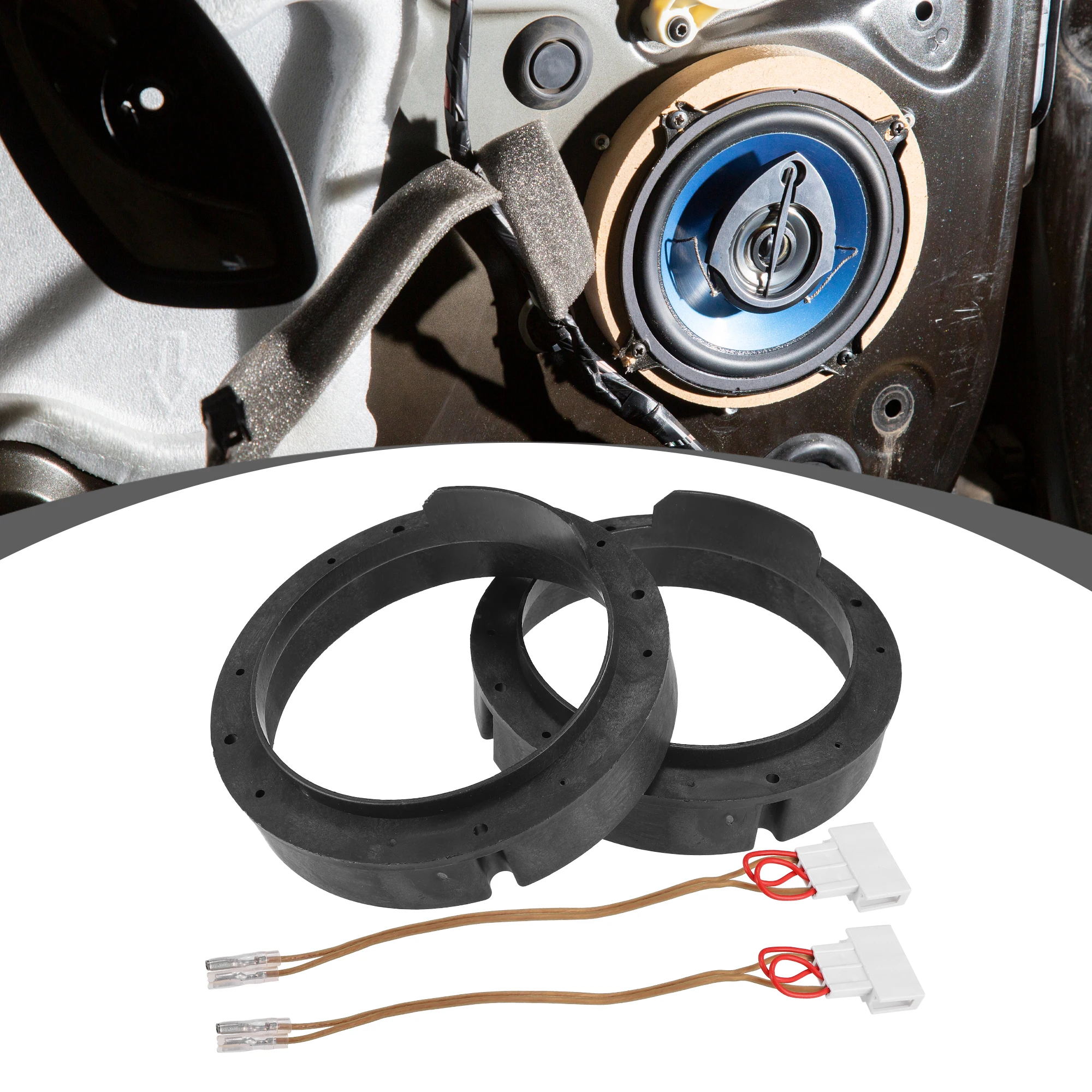 X Autohaux Anillo espaciador adaptador de altavoz de coche de 6,5 "con combinación de cables para Volkswagen Passat 1998-2016 para Volkswagen Jetta 1999