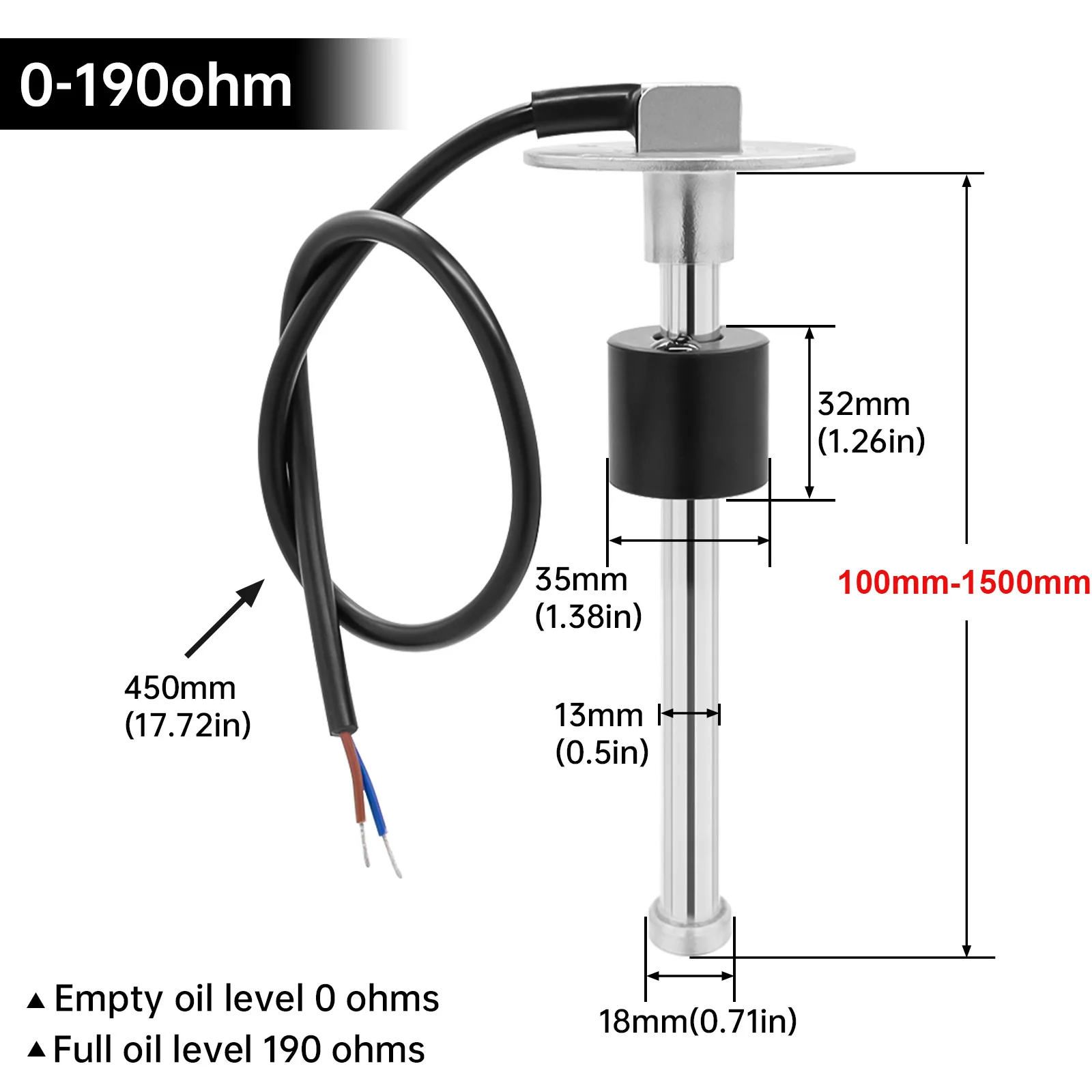 Medidor de nivel de agua 52mm con iluminación 7 colores para coche - imagen 4