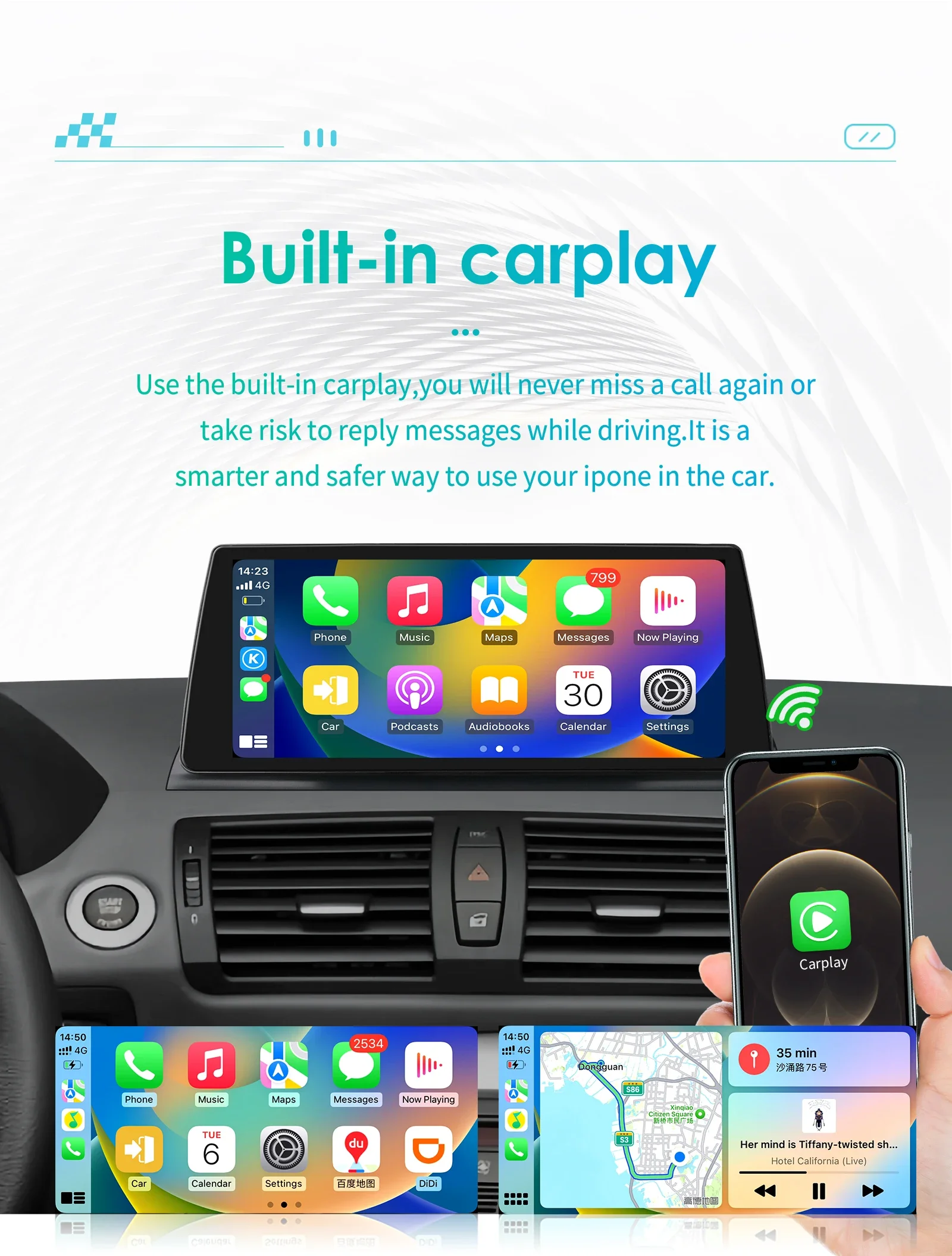 Radio coche CarPlay Android para BMW Serie 1 E81-E88 sin pantalla - imagen 5