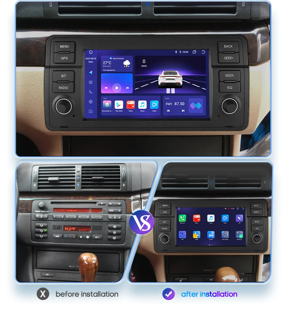 Hizpo Android 13 2 Din BMW E46 318/320/325/330/335 – GPS Carplay DSP - imagen 3