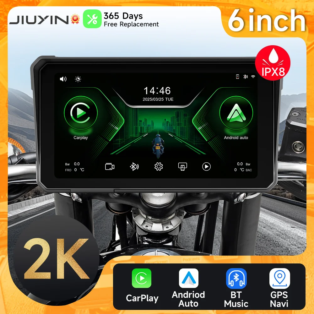 Pantalla GPS de 6 pulgadas para moto con CarPlay y Android Auto IPX8
