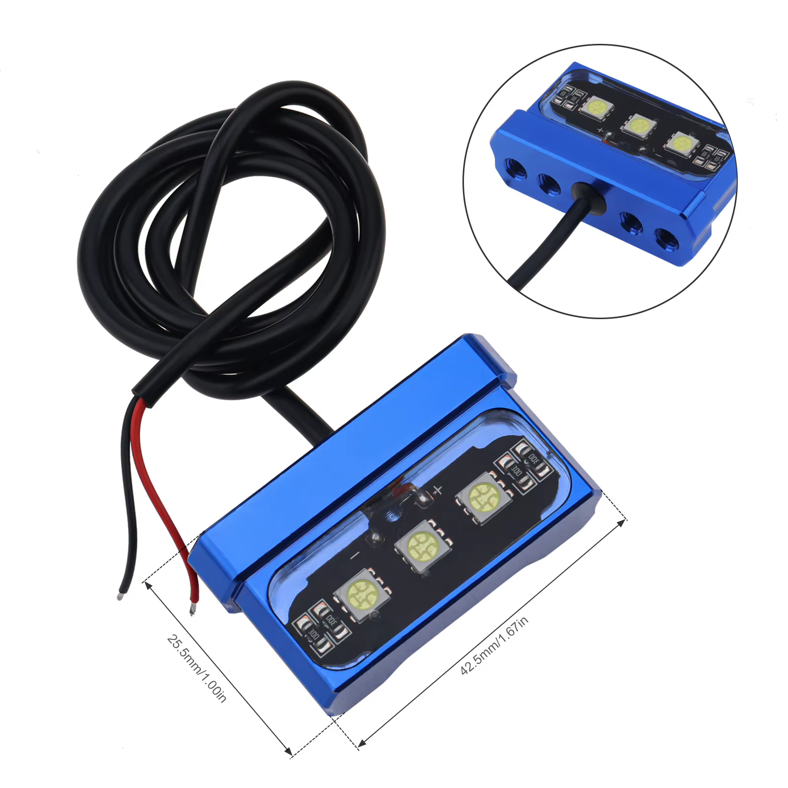 Luz LED de matrícula para moto con carcasa de aluminio CNC - imagen 3