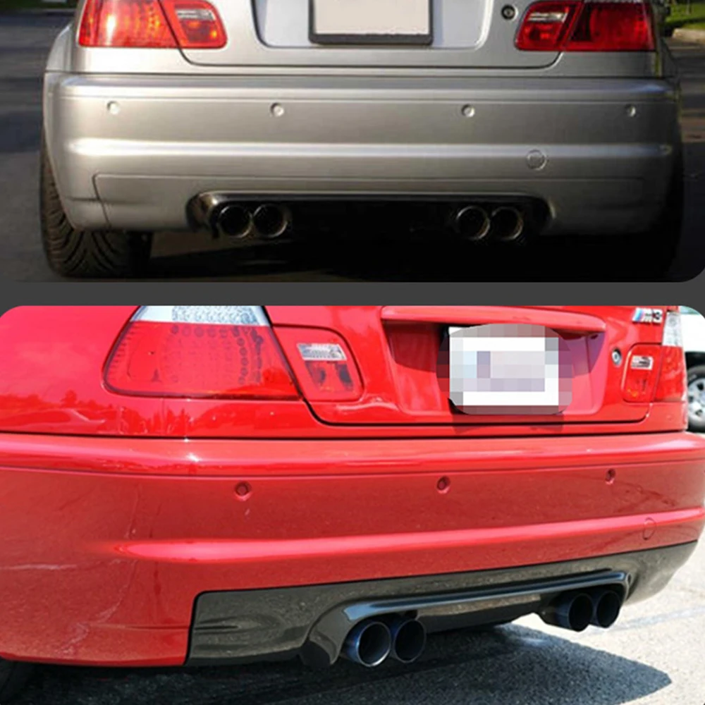 Para BMW M3 E46 Difusor de parachoques trasero Iip Chin Splitter Spoiler Kit de carrocería de fibra de carbono de alta calidad 1999-2006 Negro decorativo trasero - imagen 5