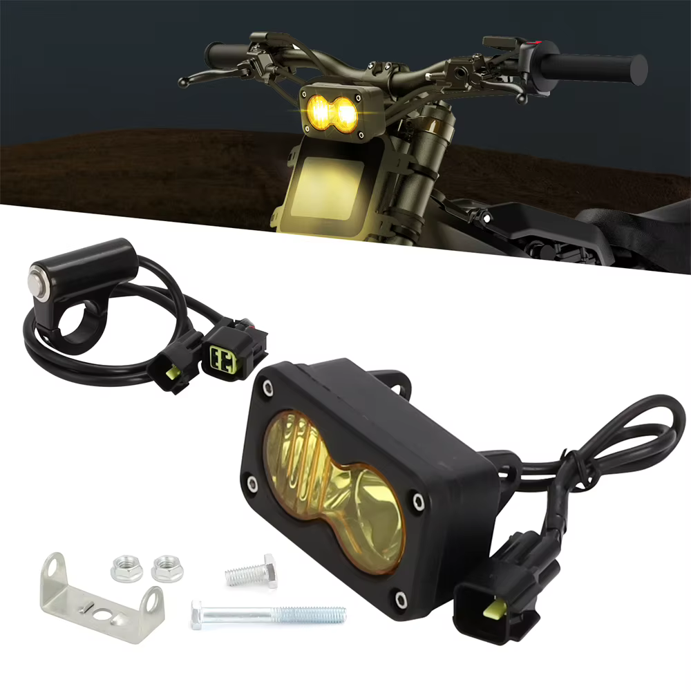 Faro LED blanco de 3 pulgadas instalado en una Talaria Sting-R MX4