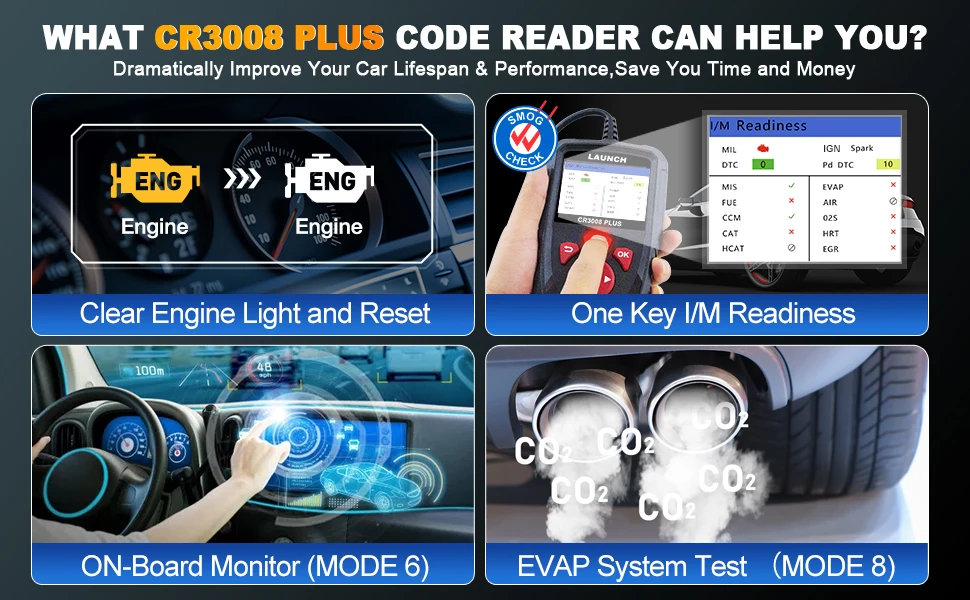 Pantalla y funciones de comprobación del sistema OBD2