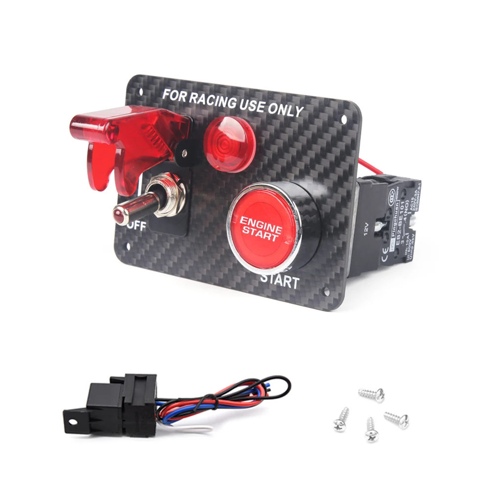 Panel LED fibra de carbono auténtica universal arranque motor