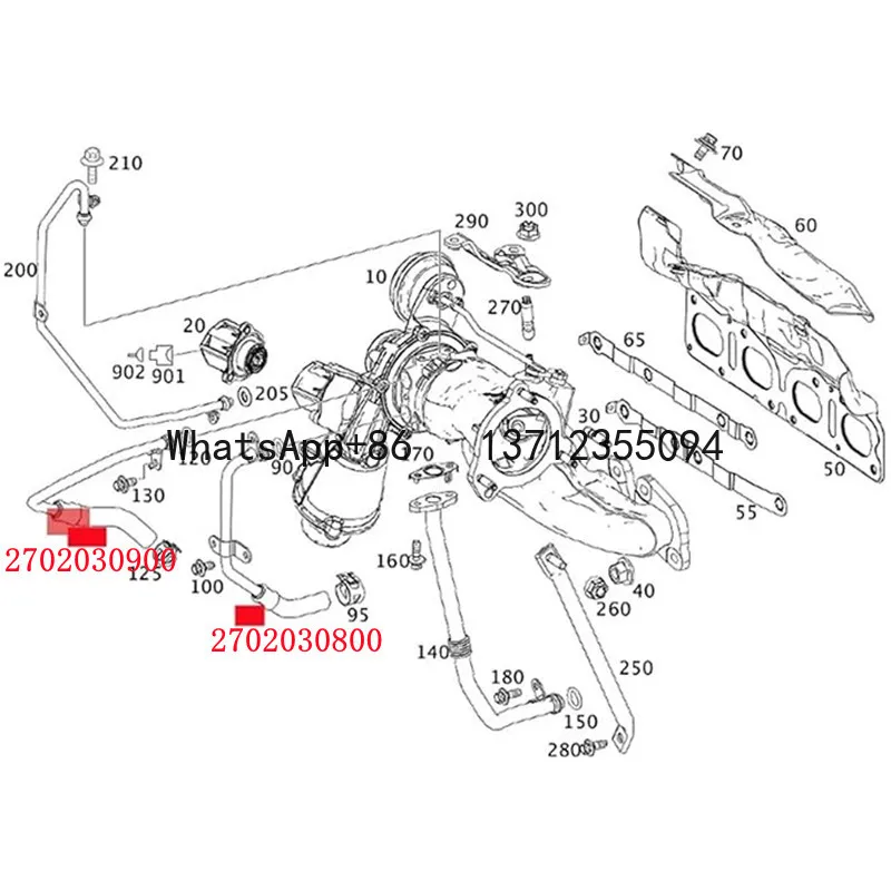 Nuevo tubo de refrigerante turboalimentado para motor 2702030800 2702030900 A2702030800 A2702030900 para Mercedes Benz CLA250 2014-2019 - imagen 3