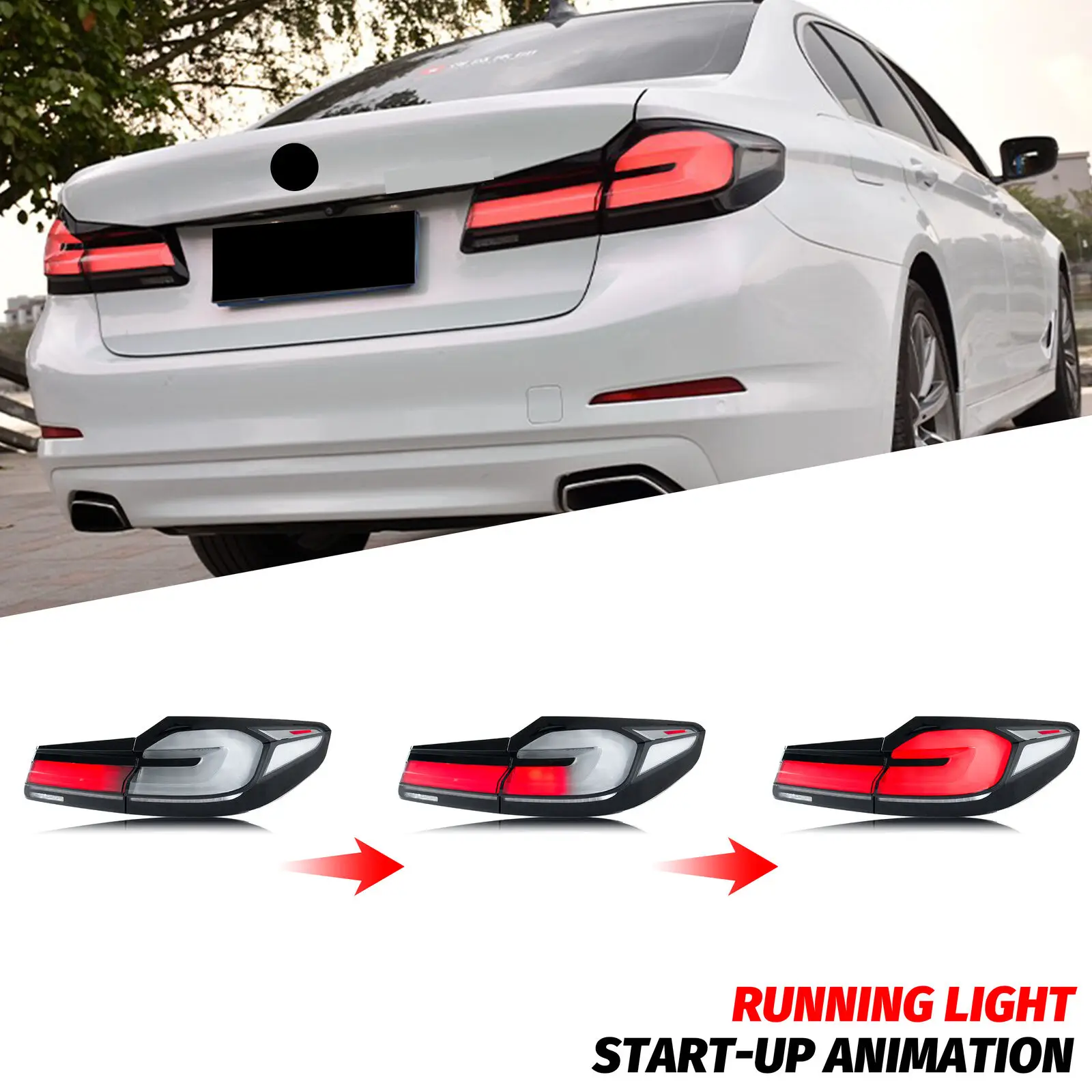 Luces traseras LED BMW G30 F90 M5 5-Series 2017-2020 secuencial azul - imagen 4