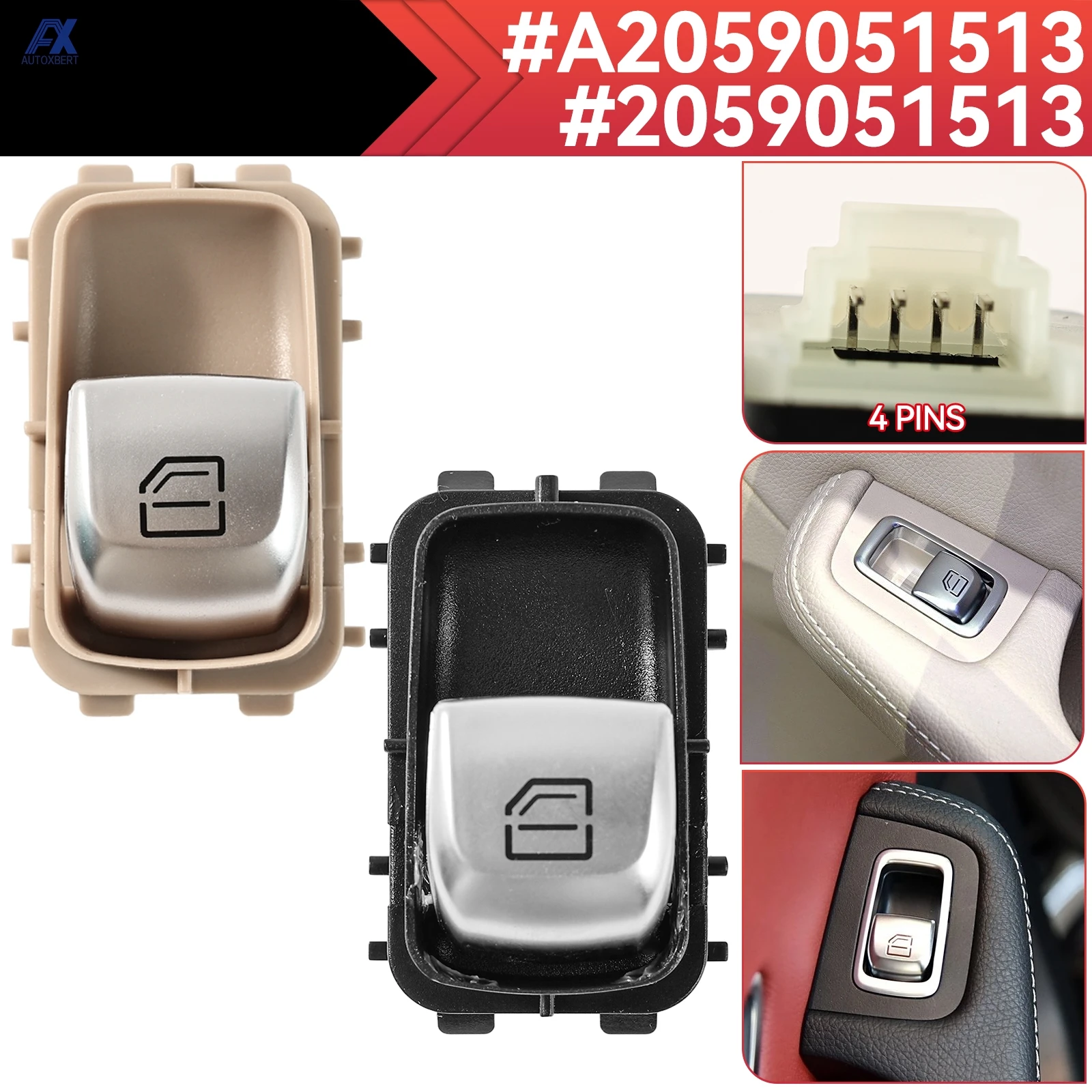 Interruptor elevalunas pasajero Mercedes Clase C W205 2014-2021