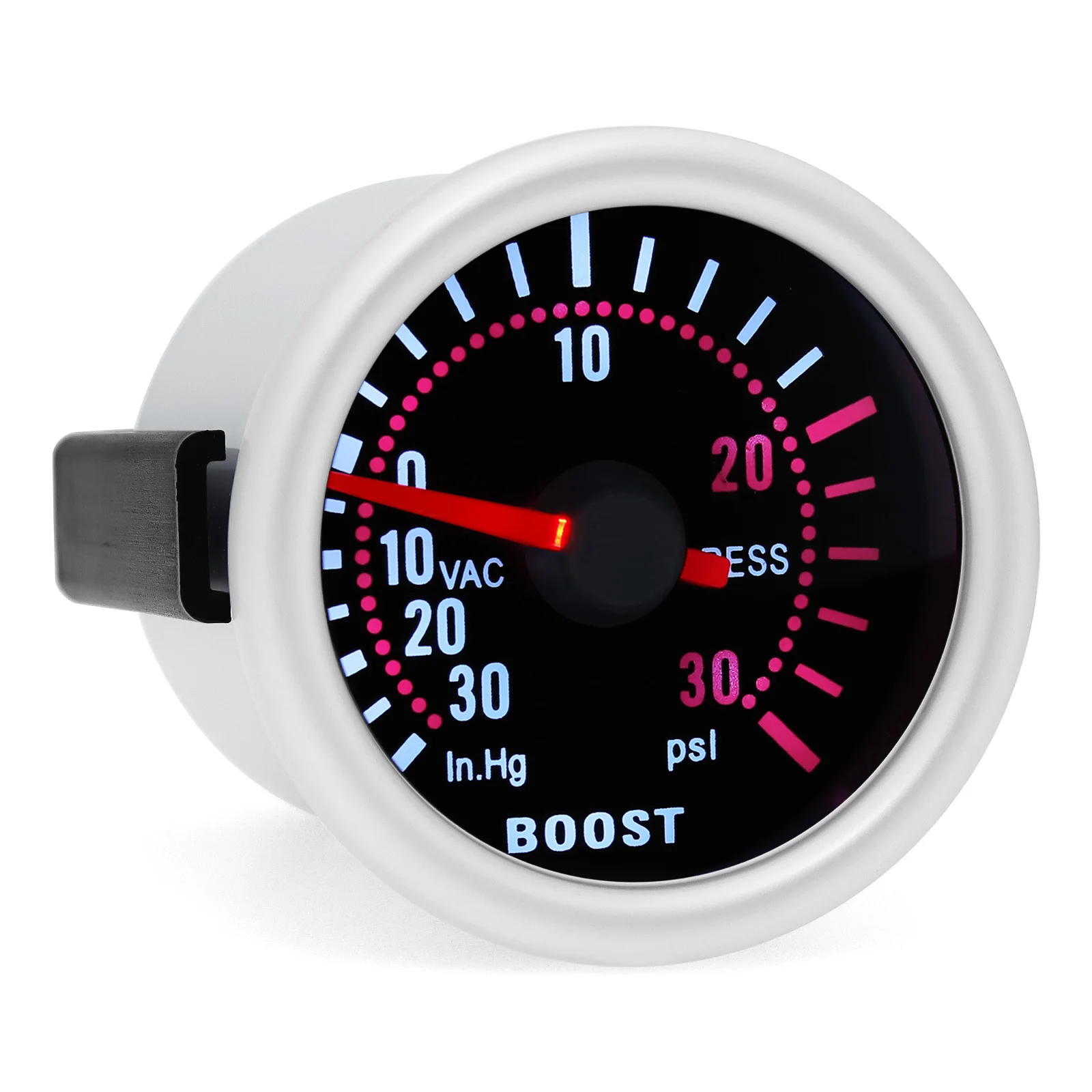 Manómetro presión turbo 52mm 2 bar lente ahumada LED blanco - imagen 4
