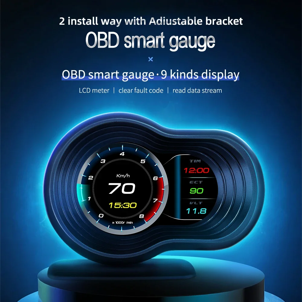 HUD OBD2 GPS F9-OBD con velocímetro digital, alerta, consumo y temperatura - imagen 3