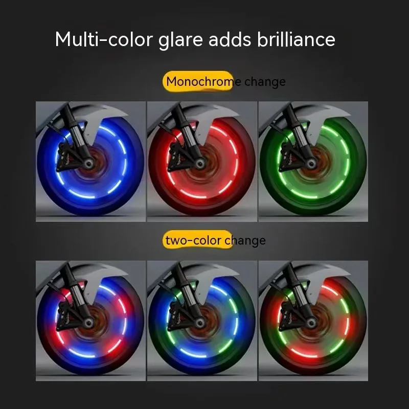 Luz LED rueda moto recargable USB con tapa válvula neumática - imagen 2