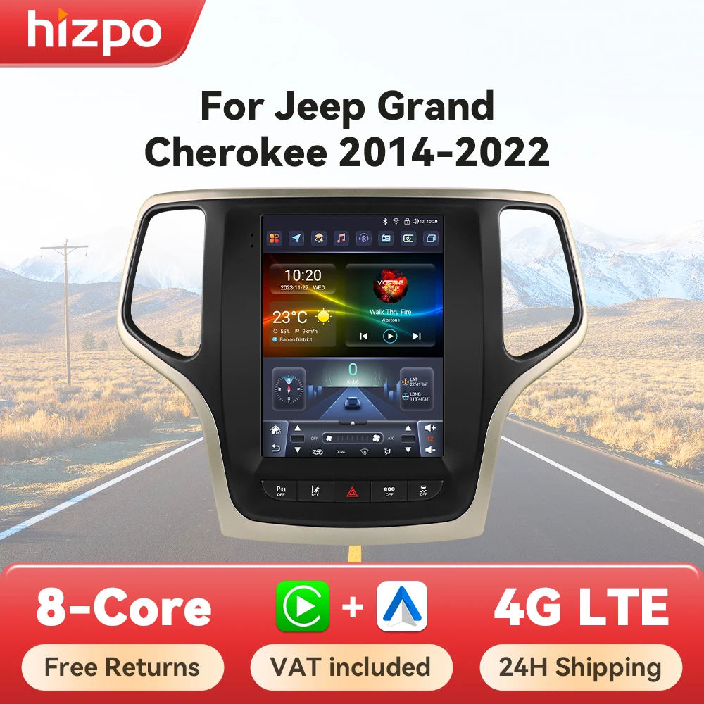 Hizpo Radio Android 14 con GPS para Jeep Grand Cherokee 2014-2022
