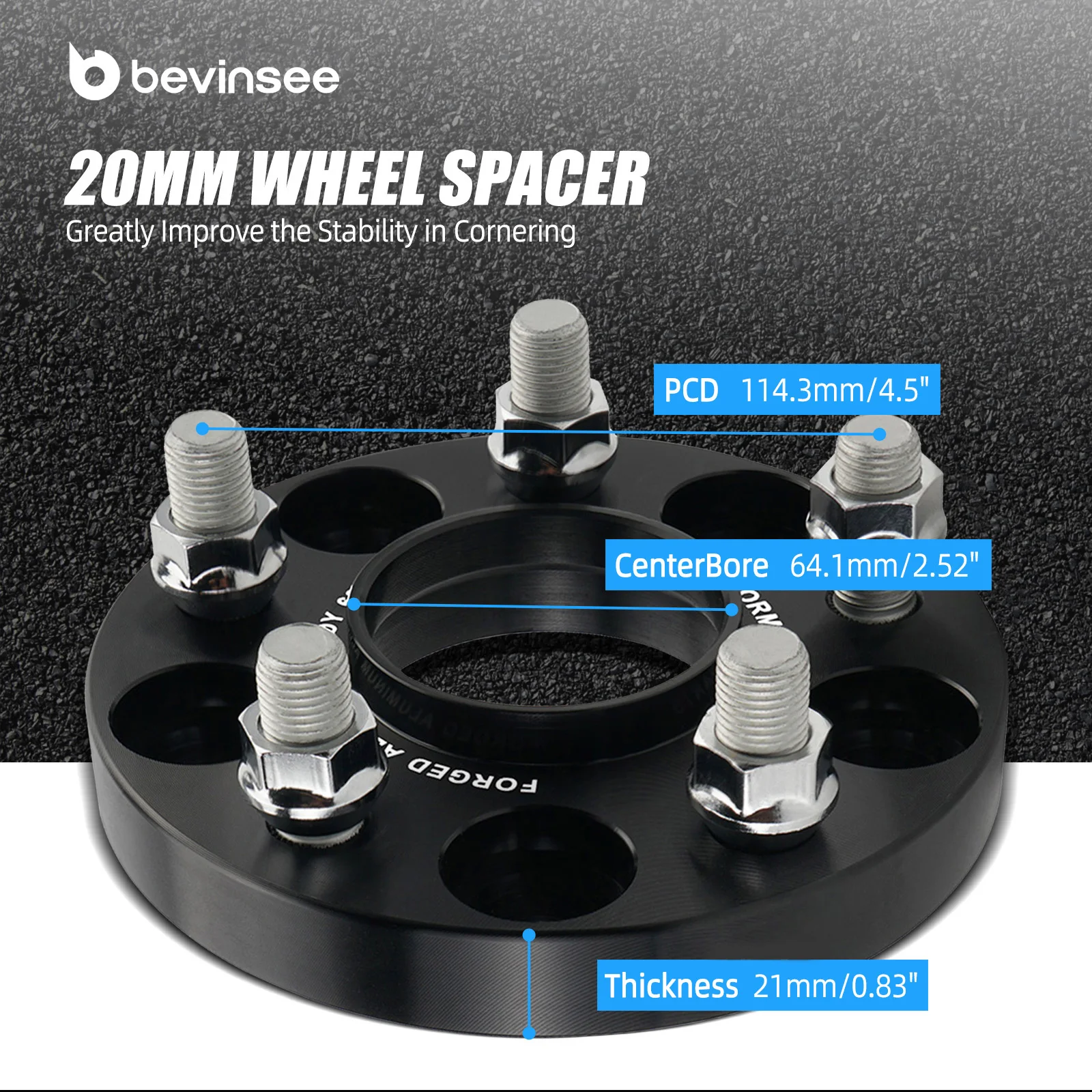 Separadores de rueda BEVINSEE 20 mm, buje 64,1 mm Tesla Model 3 - imagen 3