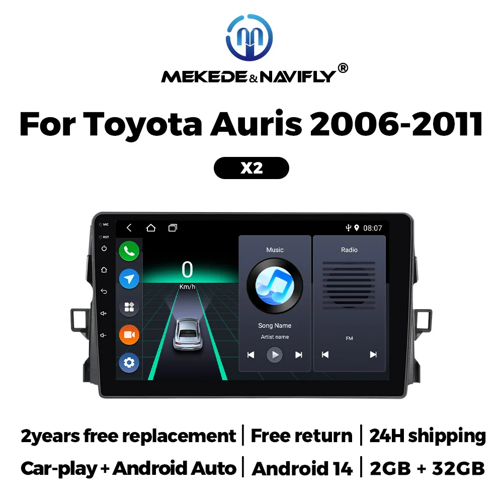 Autoradio Android 14 Toyota Auris E150 1.4 pantalla táctil CarPlay - imagen 5