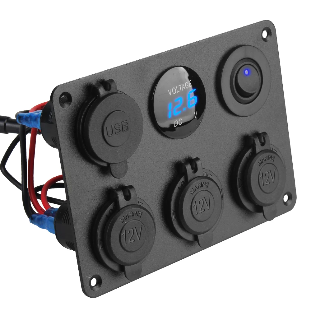 Cargador USB Dual 12V con voltímetro LED para coche y RV - imagen 2