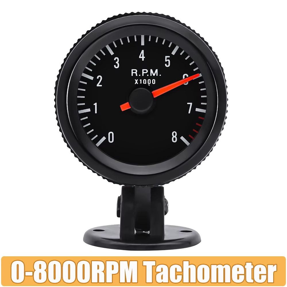 Tacómetro LED 52mm 0-8000 RPM negro para 1-8 cilindros gasolina