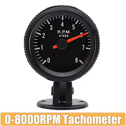 Tacómetro LED 52mm 0-8000 RPM negro para 1-8 cilindros gasolina
