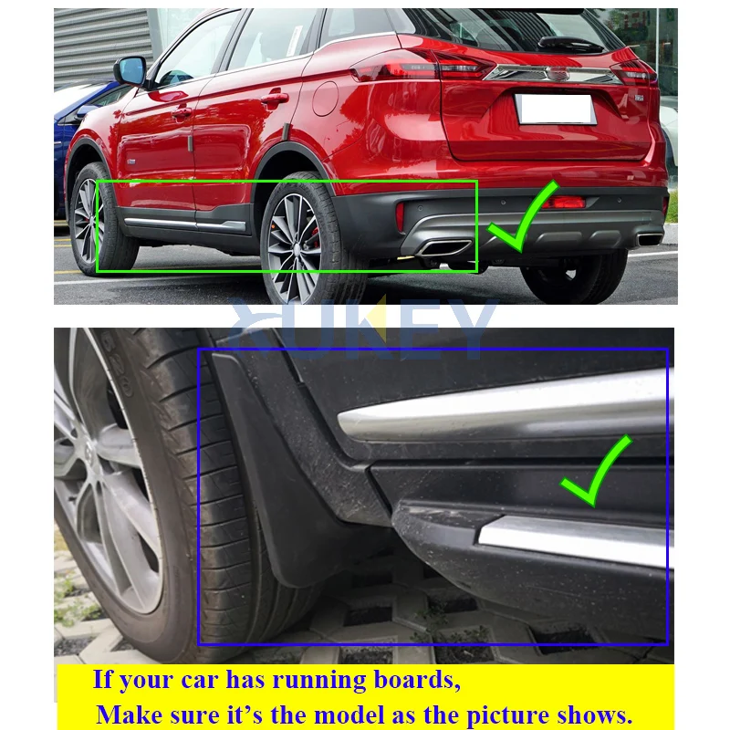 Guardabarros moldeados para coche, protectores contra salpicaduras para Geely Atlas Emgrand X7 Sport 2016, 2017, 2018, 2019, X70 - imagen 4