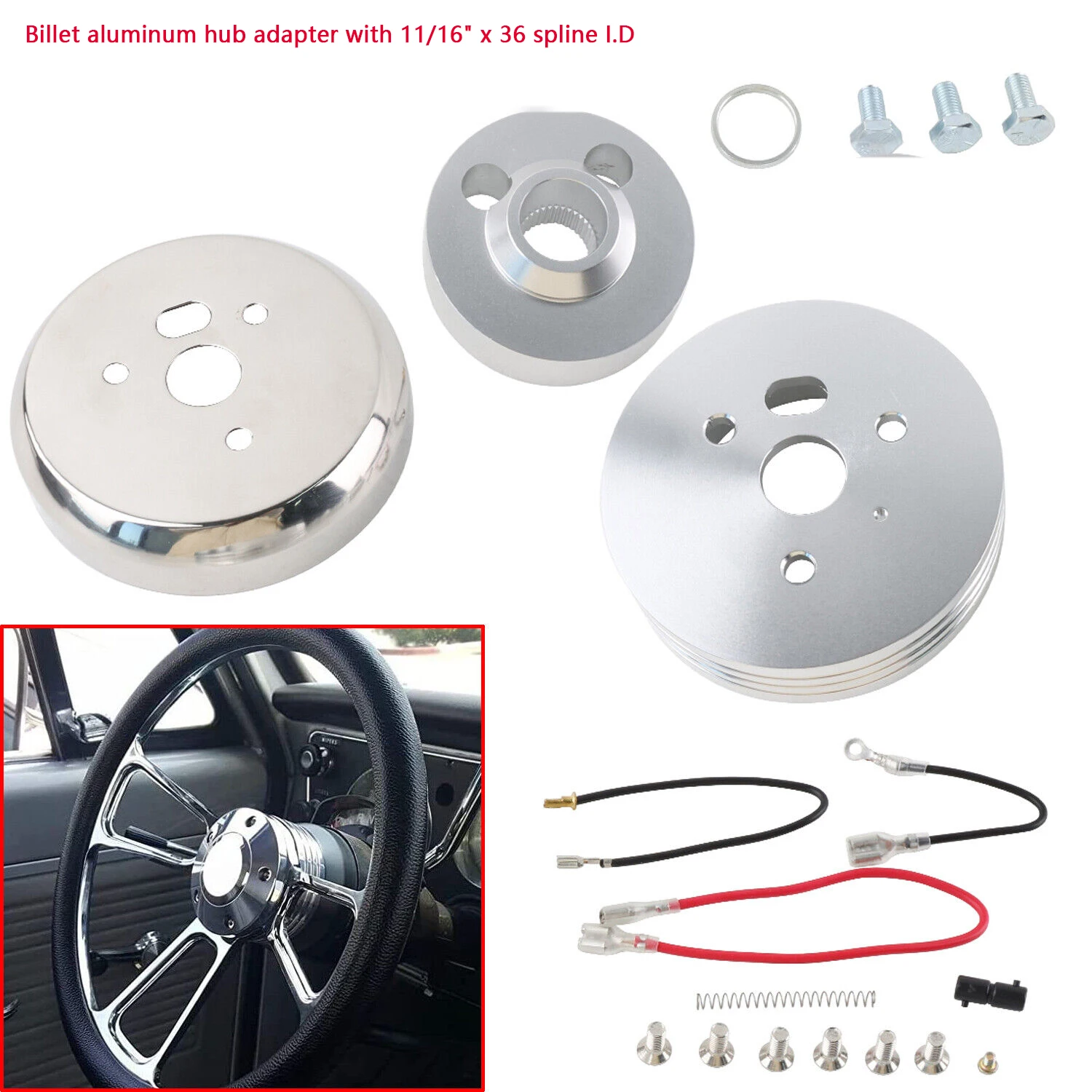 Adaptador volante aluminio 5/6 orificios Chevy Flaming River Ididit - imagen 4
