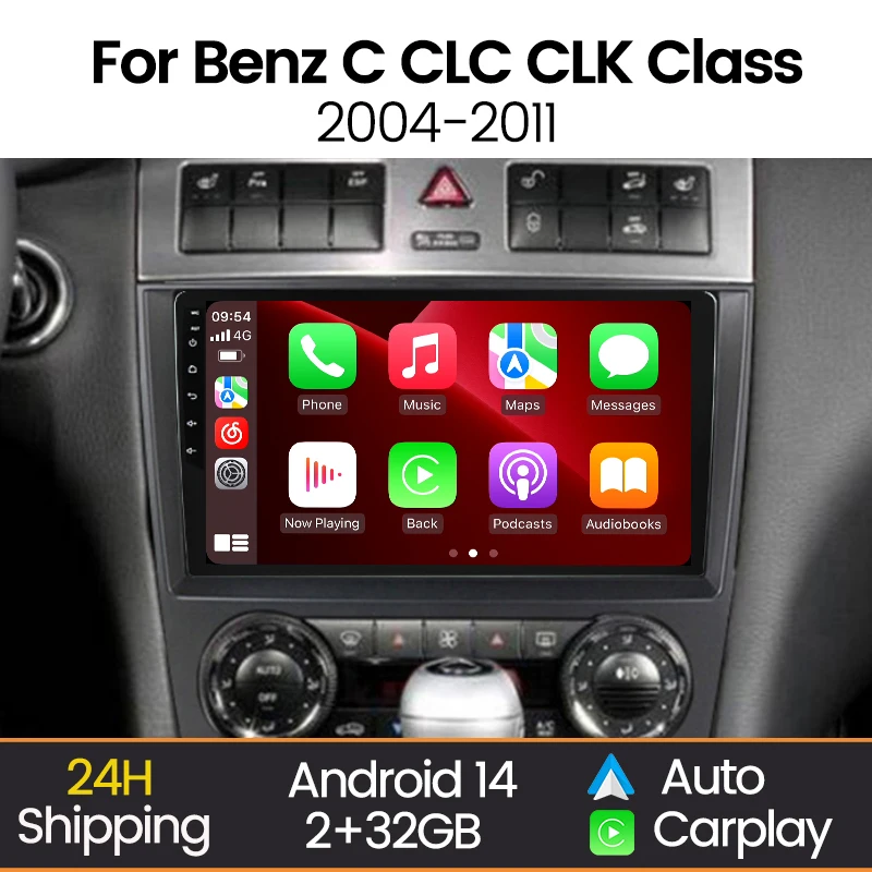 Pantalla Android MEKEDE con GPS y CarPlay para Mercedes W203/W209