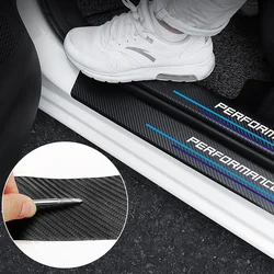 Pegatinas de protección de umbral de puerta de fibra de carbono para coche, pegatinas antiarañazos, accesorios exteriores automotrices impermeables y duraderos, 4 piezas