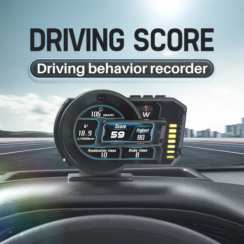 Pantalla HUD OBD2+GPS Multifunción con Velocímetro, Inclinómetro y Tacómetro - imagen 3