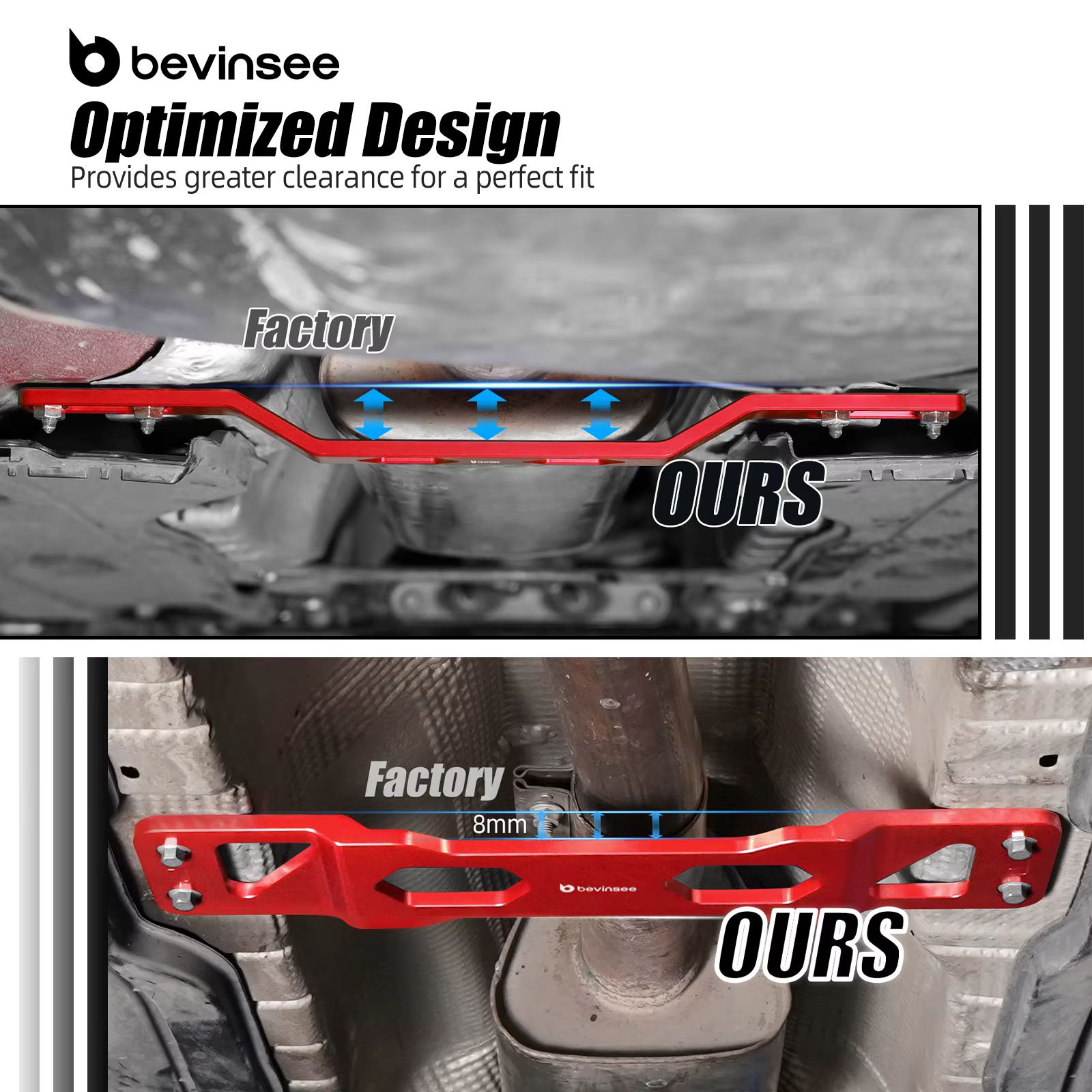 BEVINSEE Soporte y traviesa de túnel para VW Golf MK7/8 y Passat B8 - imagen 2