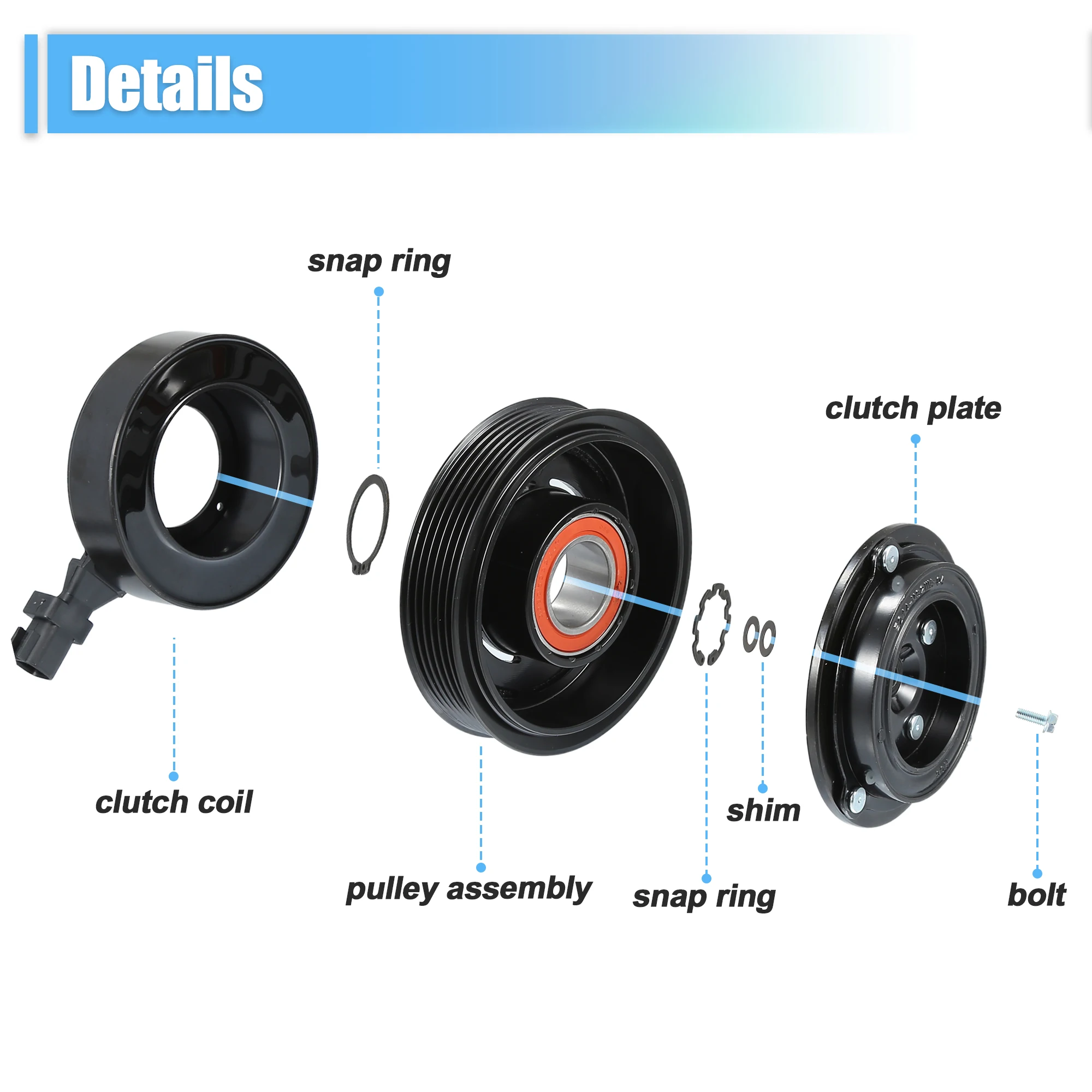 UXCELL HCC-RS18 Embrague compresor A/C Jeep Wrangler 3.6 V6 - imagen 5