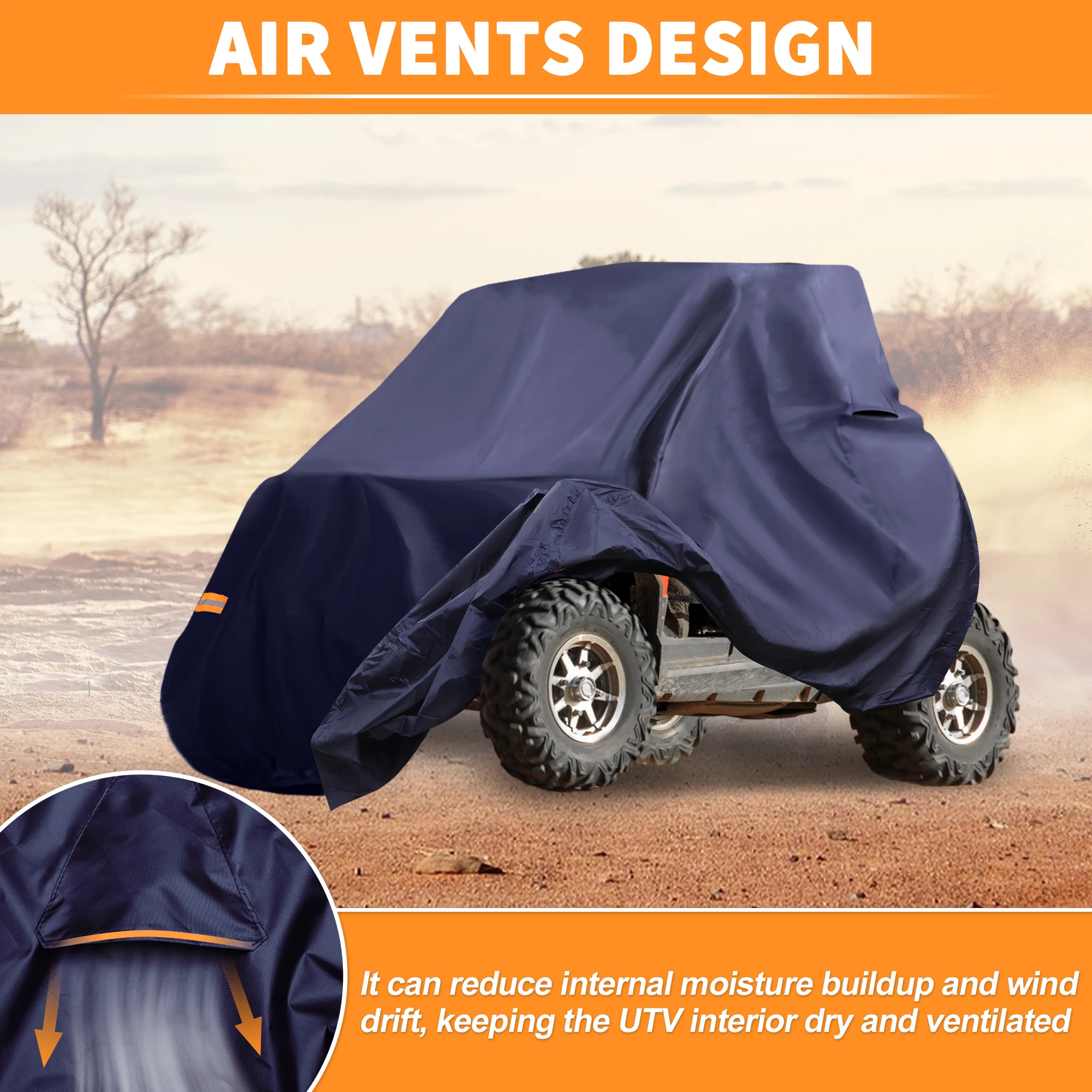 UXCELL cubierta impermeable para UTV al aire libre para Polaris RZR Turbo R Sport/Ultimate/Premium 210D-PU 325x188x189cm protección del vehículo - imagen 4