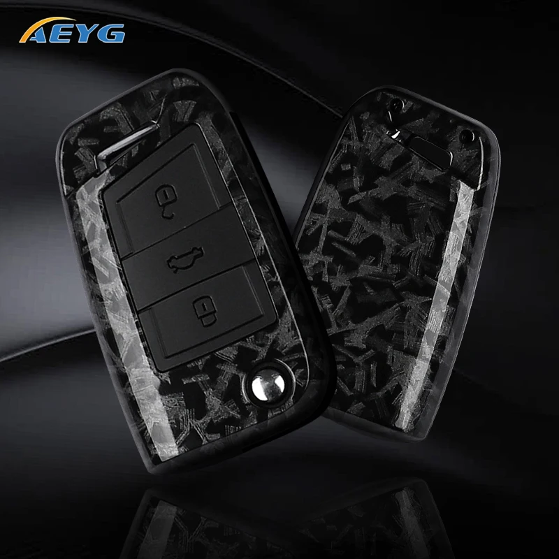 Funda llave fibra carbono ABS para VW Golf 7 y Tiguan MK2 - Seat Ateca