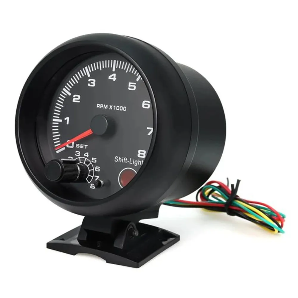 3.75" 95m m tacómetro RPM calibre cara negra LED azul 0-8000 rpm para función de advertencia