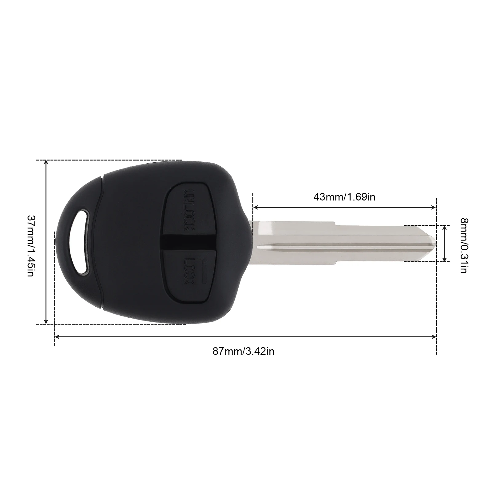 Funda para llave remota de coche de 2 botones con hoja MIT8 compatible con Mitsubishi Grandis Outlander Lancer IV V VI VII VIII IX CT9A - imagen 2