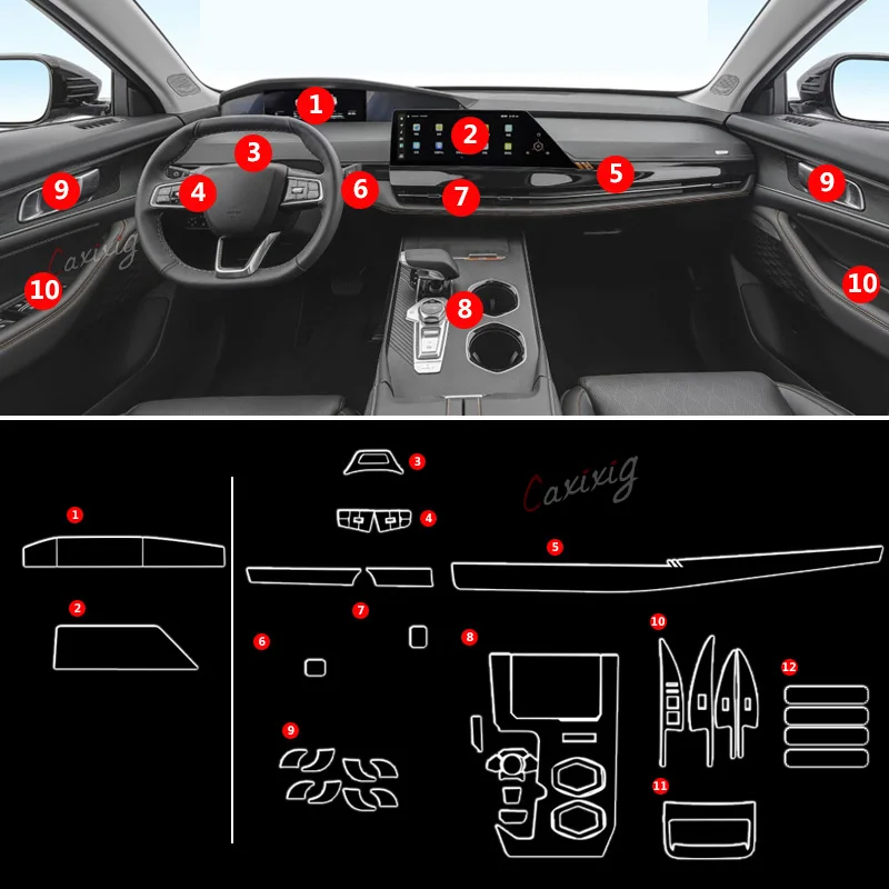 Película TPU protectora interior Changan UNIK UNI K – consola y panel
