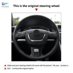 Funda de volante de cuero trenzada DIY para Skoda Octavia RS