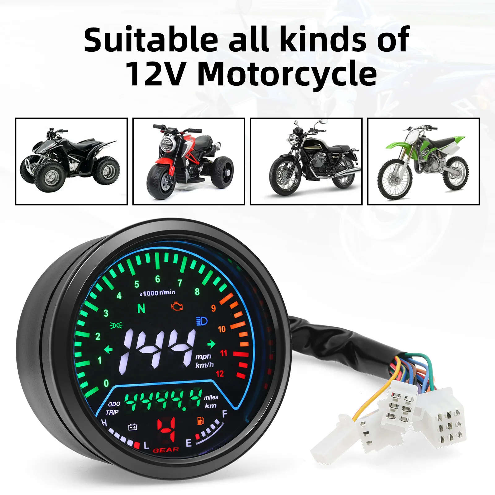 Velocímetro Suzuki GN125 0-12000 RPM indicador de marcha km/h mph - imagen 5