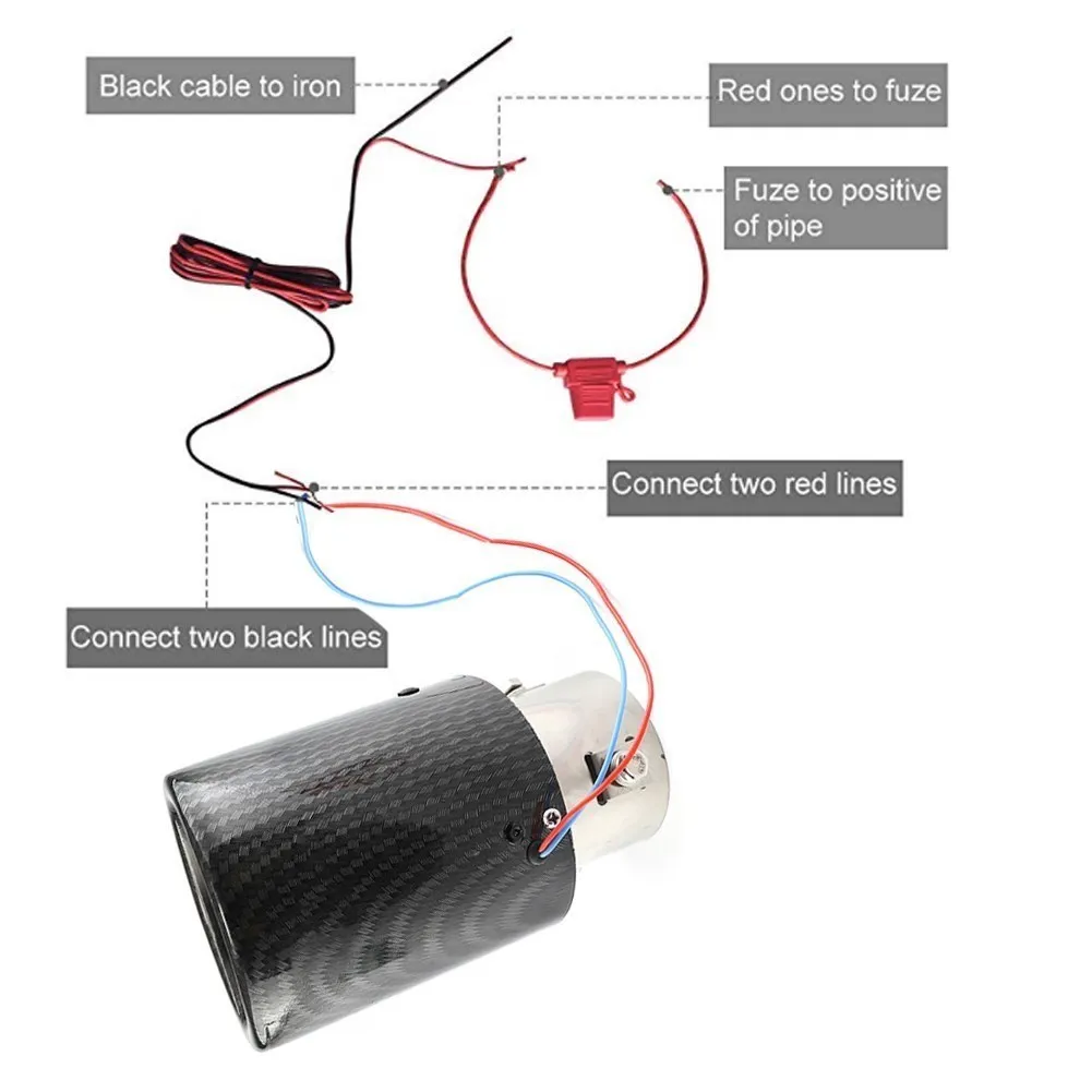 Silenciador de escape universal LED con salida recta roja/azul - imagen 3