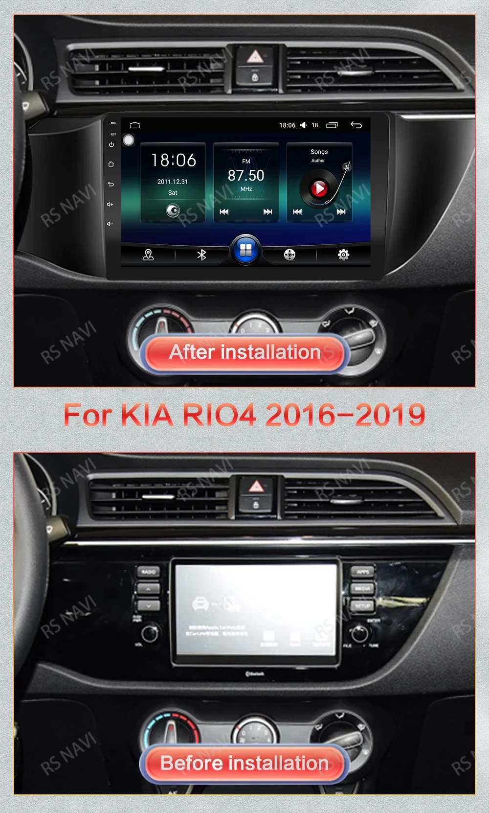 Radio multimedia RSNAVI para Kia RIO 4