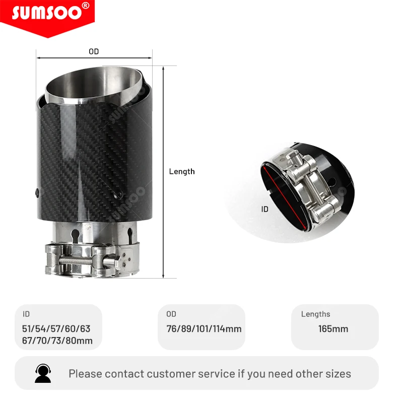 Punta de escape ER universal de fibra de carbono y acero inoxidable - imagen 2