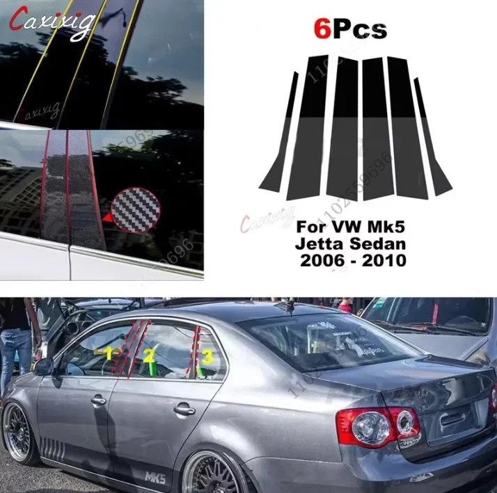 Moldura pilar de ventana VW Jetta Mk5 2006-2010 negra brillante