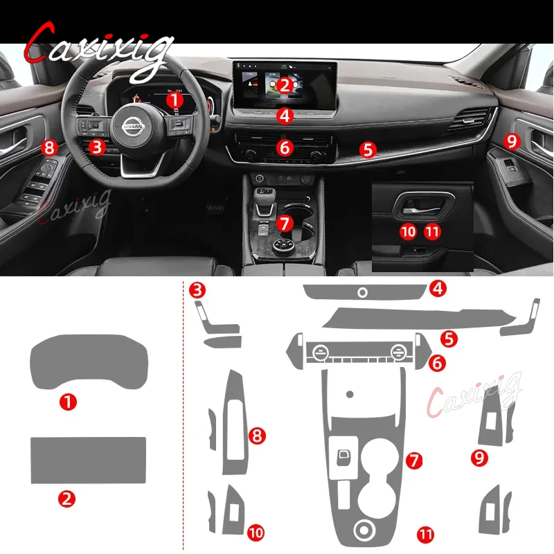 Película protectora TPU Nissan X-Trail 2021-2022 consola central - imagen 3