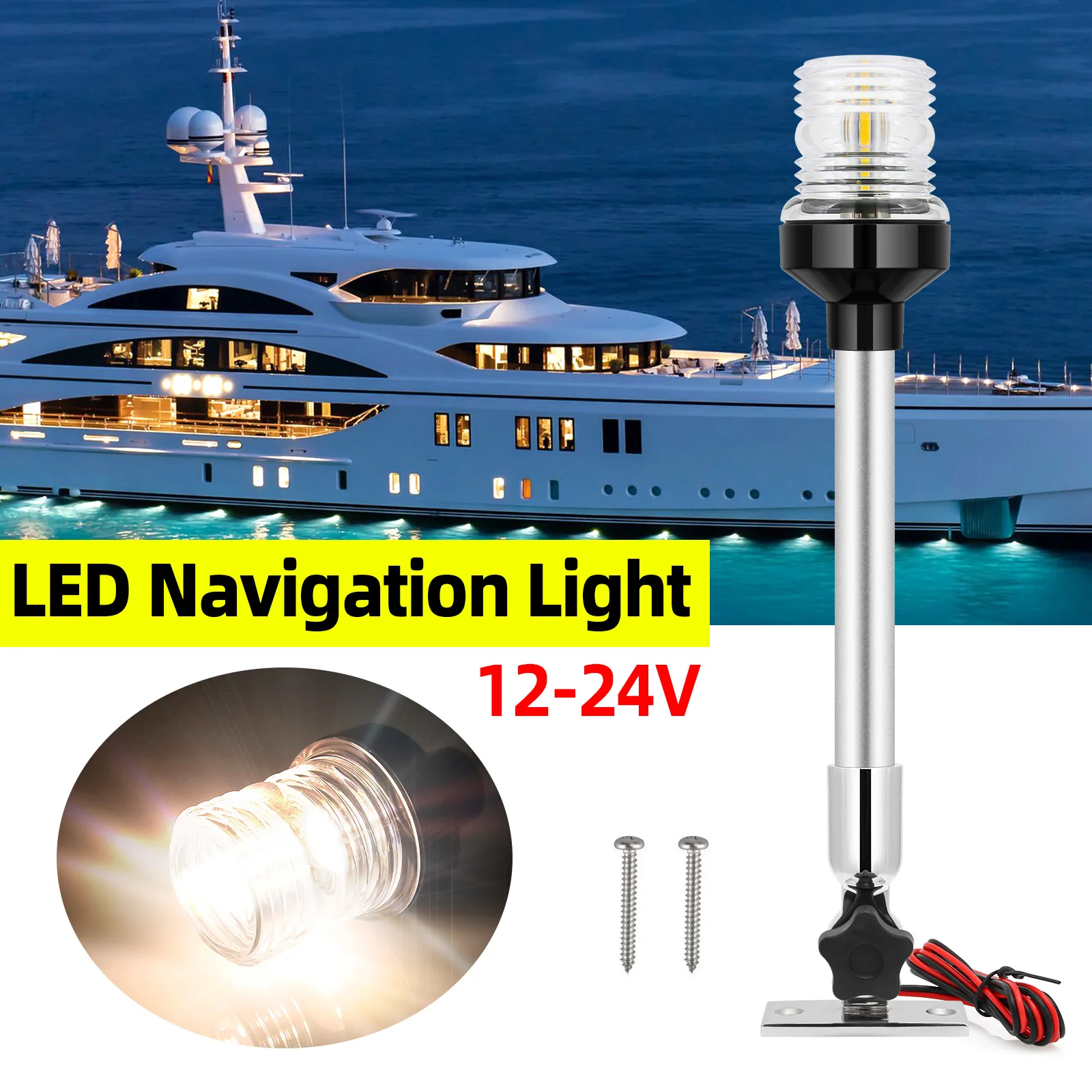 180 ° Luz LED de rotación para barco marino, luz de navegación de 12-24V, lámpara de luces de Hardware marino a prueba de lluvia para yates, lancha rápida de pesca - imagen 3